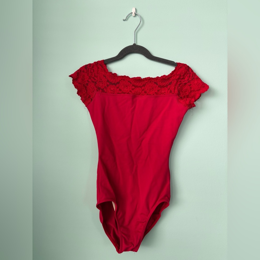 Red Lace Child Leotard 12-14